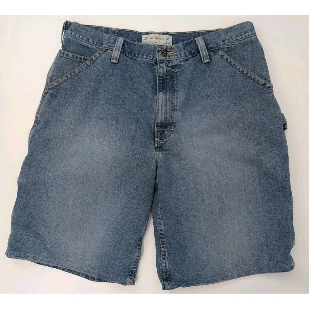 Vtg Y2K American Eagle Shorts Mens 34 Blue Jorts Carpenter Denim Grunge